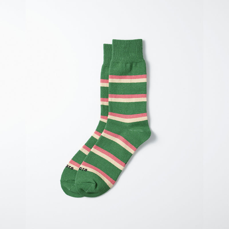 Rototo - Chaussettes Rayées - Vert Sapin