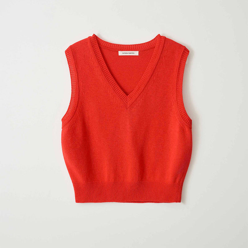 Nothing Written - Pull-over basique Col en V - Rouge