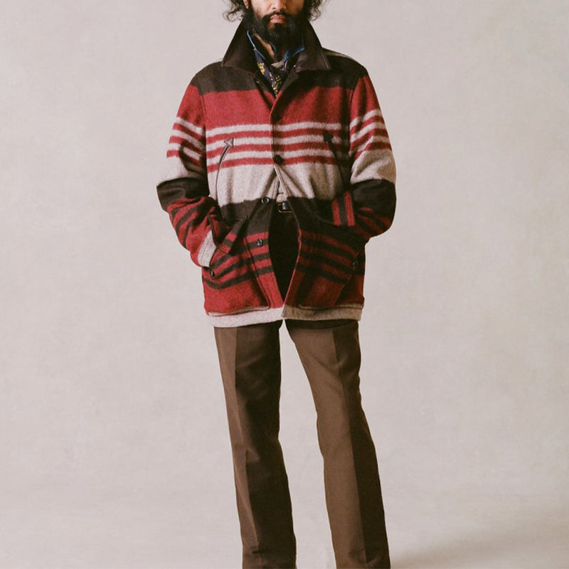 Drake's - Veste à Rayures - Rouge & Gris