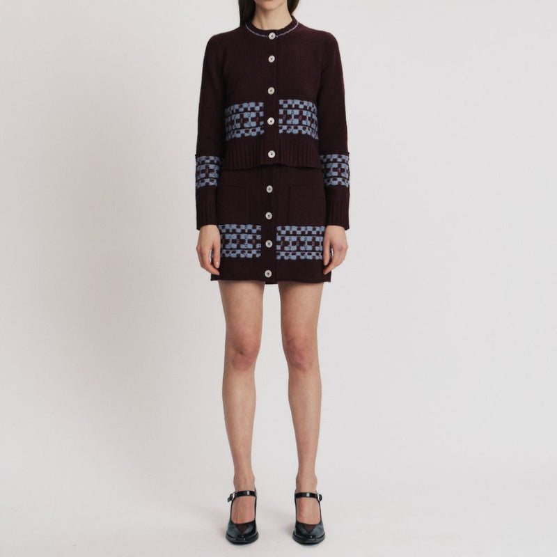 BB Wallace - Cardigan Hepworth Fairisle - Bordeaux bleu
