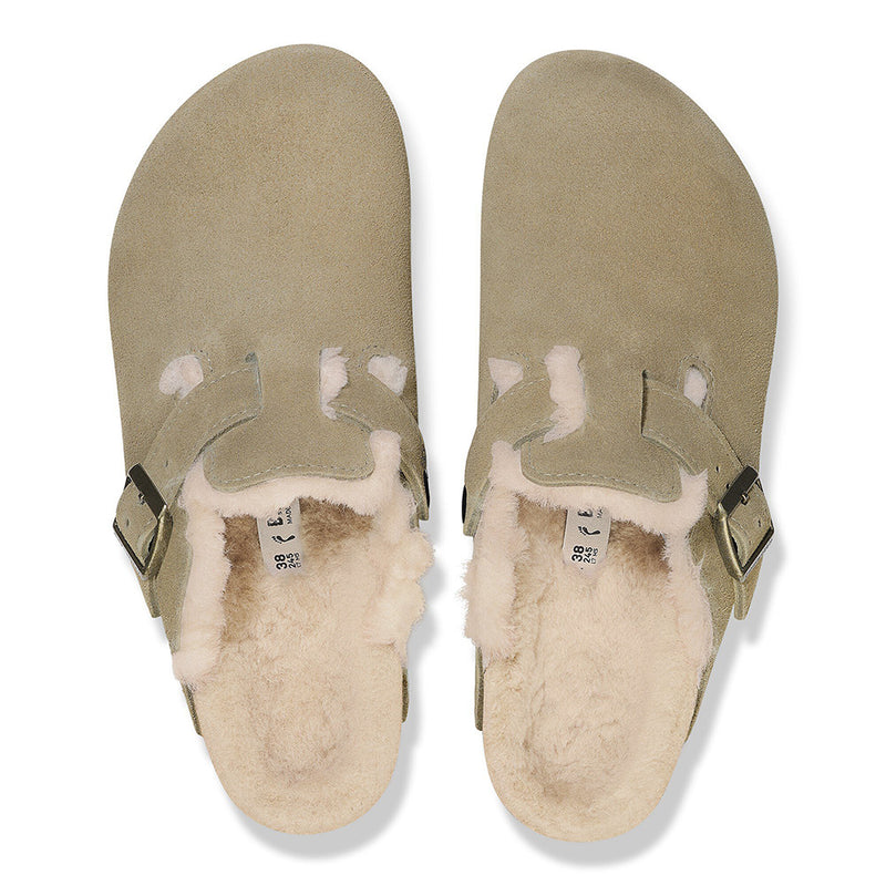 Birkenstock - Sabots Boston en Fourrure - Taupe