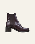 Bottines Chelsea Merci Paris Elia Maurizi en cuir lisse marron foncé avec talon bloc de 4,5 cm et bout arrondi