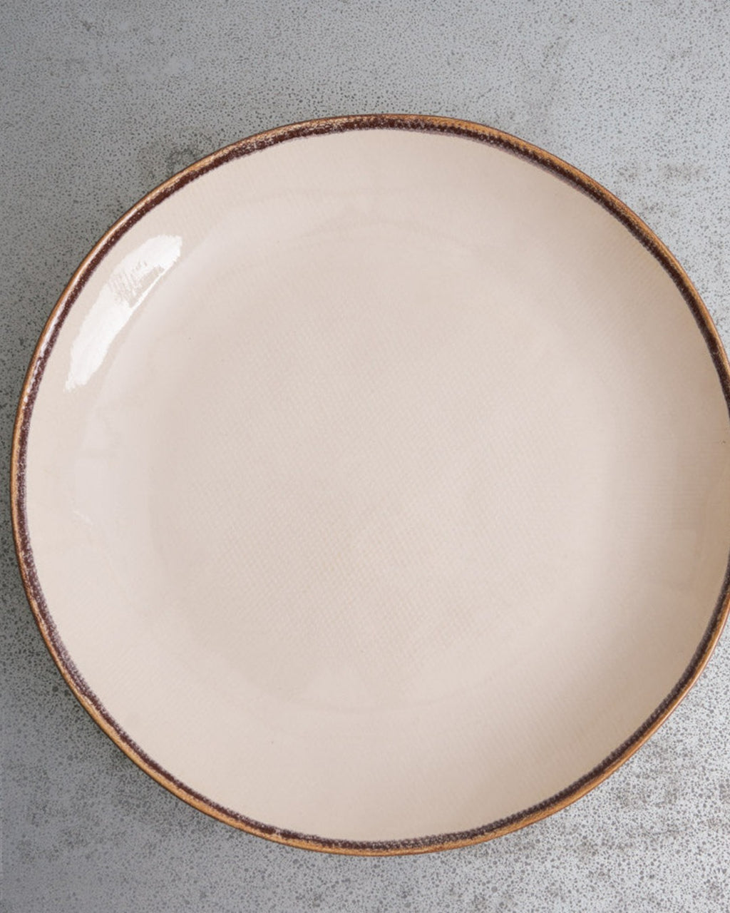 Mos - Assiette Plate En Grès - Crème & Marron