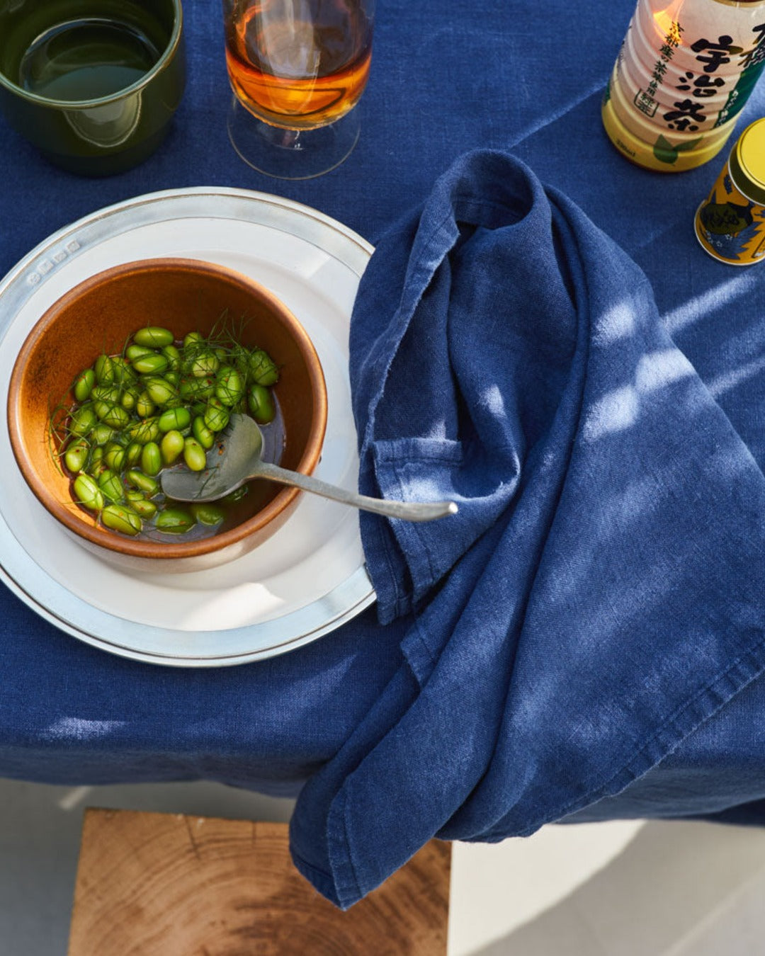 Merci - Washed linen napkin - Shibori Blue