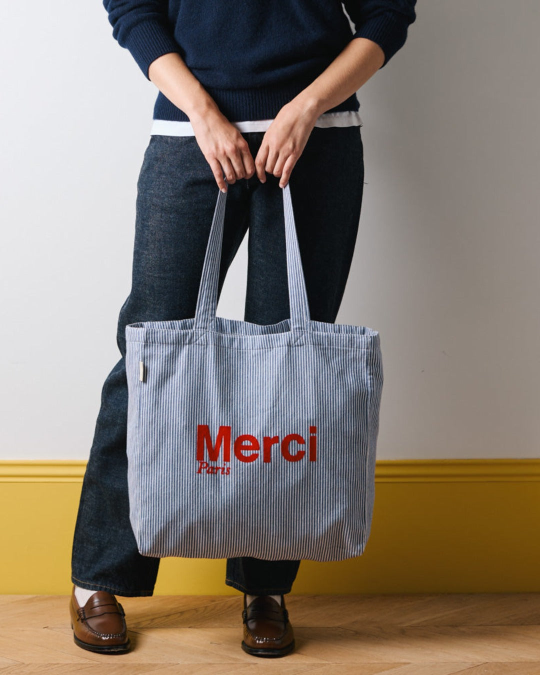 Merci - Do Not Reactivate Stock Issue // Hickory Cotton Tote Bag - Blue Stripes