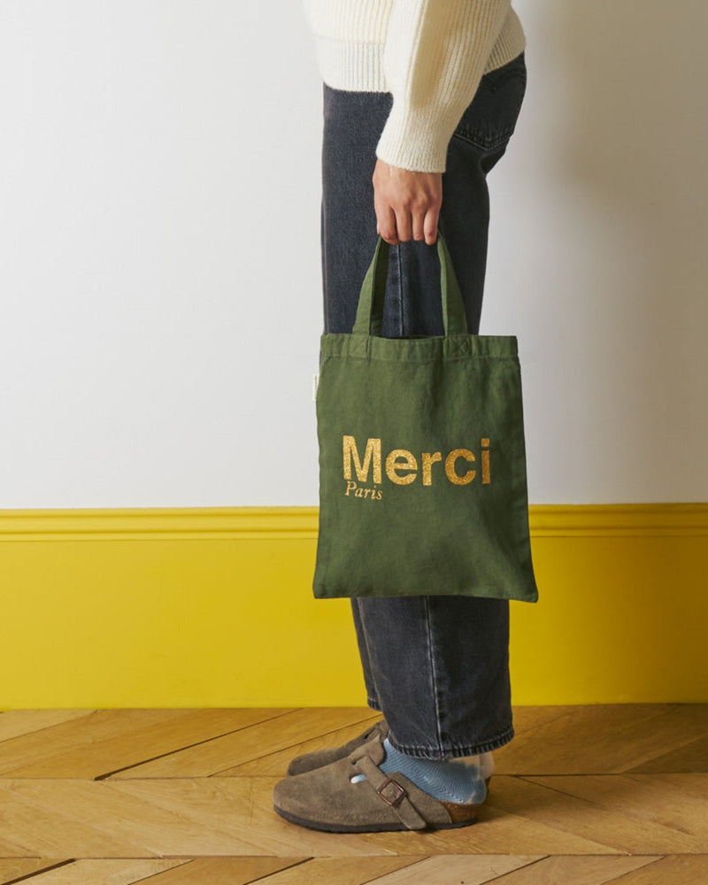 Merci - Tote Bag en coton - Kaki & Doré – Merci Paris