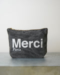 Merci - Pochette En Coton Marble - Noir & Blanc