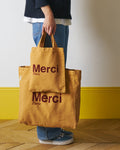 Merci - Cotton Tote Bag - Beige & Brown