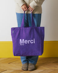 Merci - Tote Bag En Coton - Violet & Lila