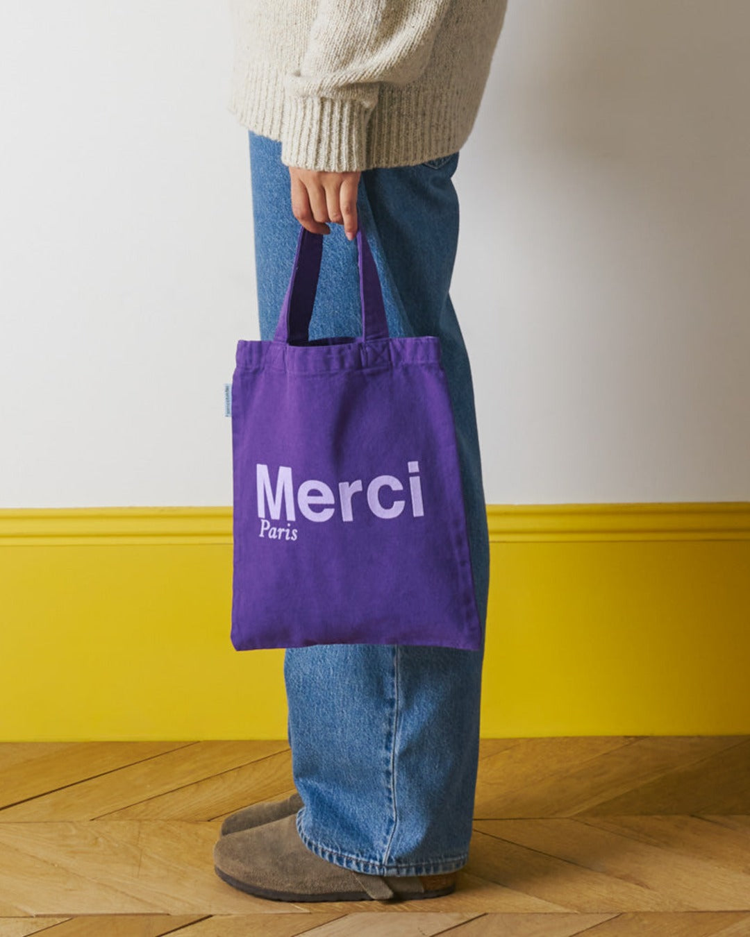 Merci - Tote Bag En Coton - Violet & Lila