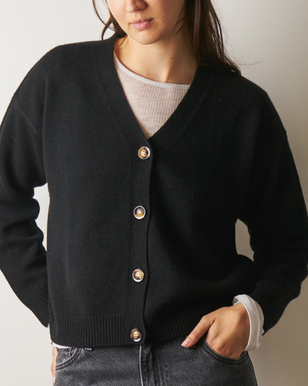 Merci - Gilet Lucia en Laine - Noir
