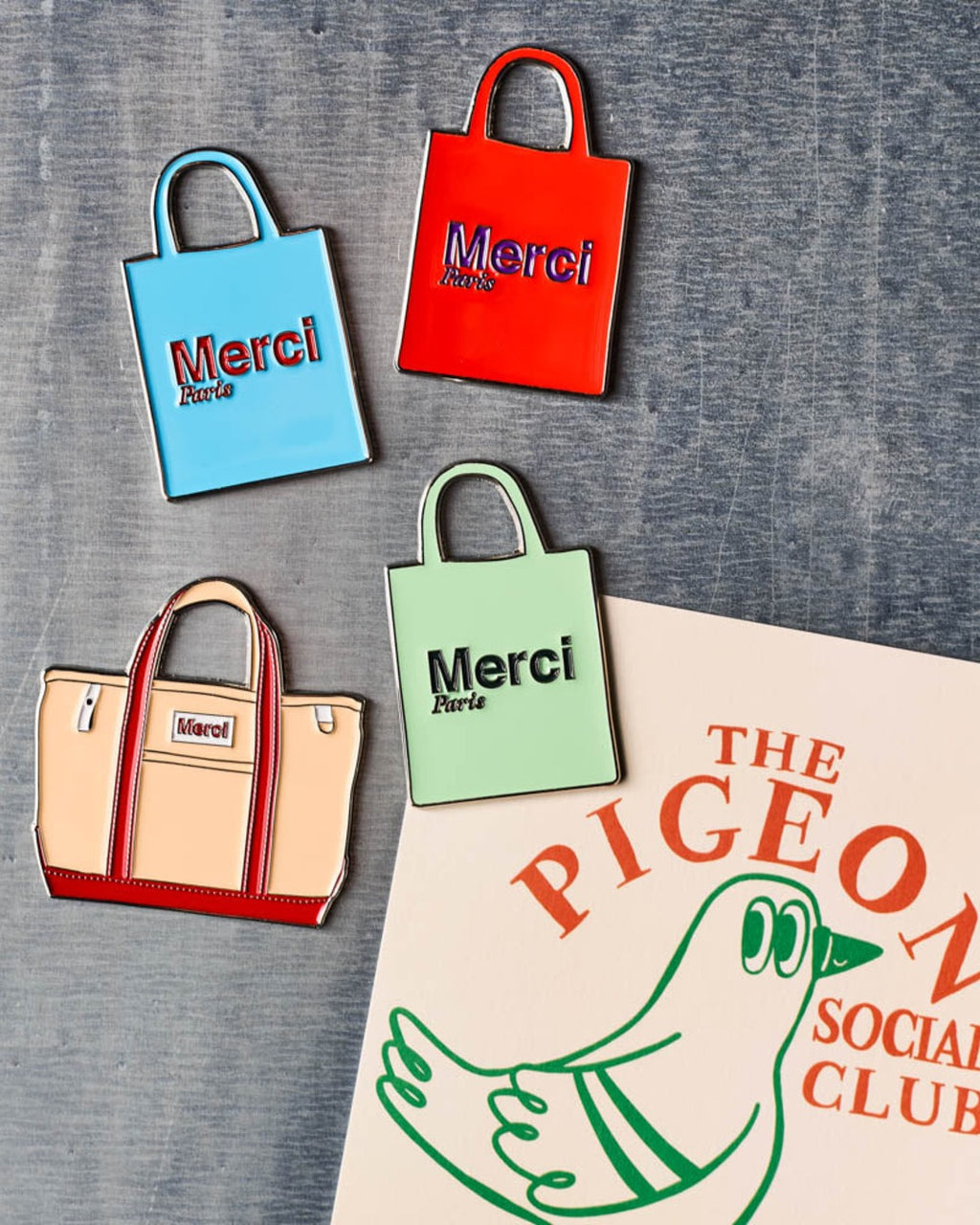 Merci - Magnet En Métal Tote Bag Bleu