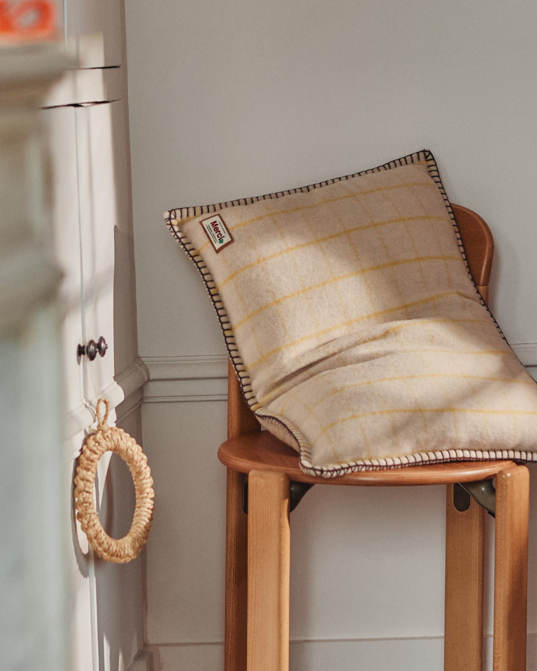 Merci - cushion - Asahi Yellow Check