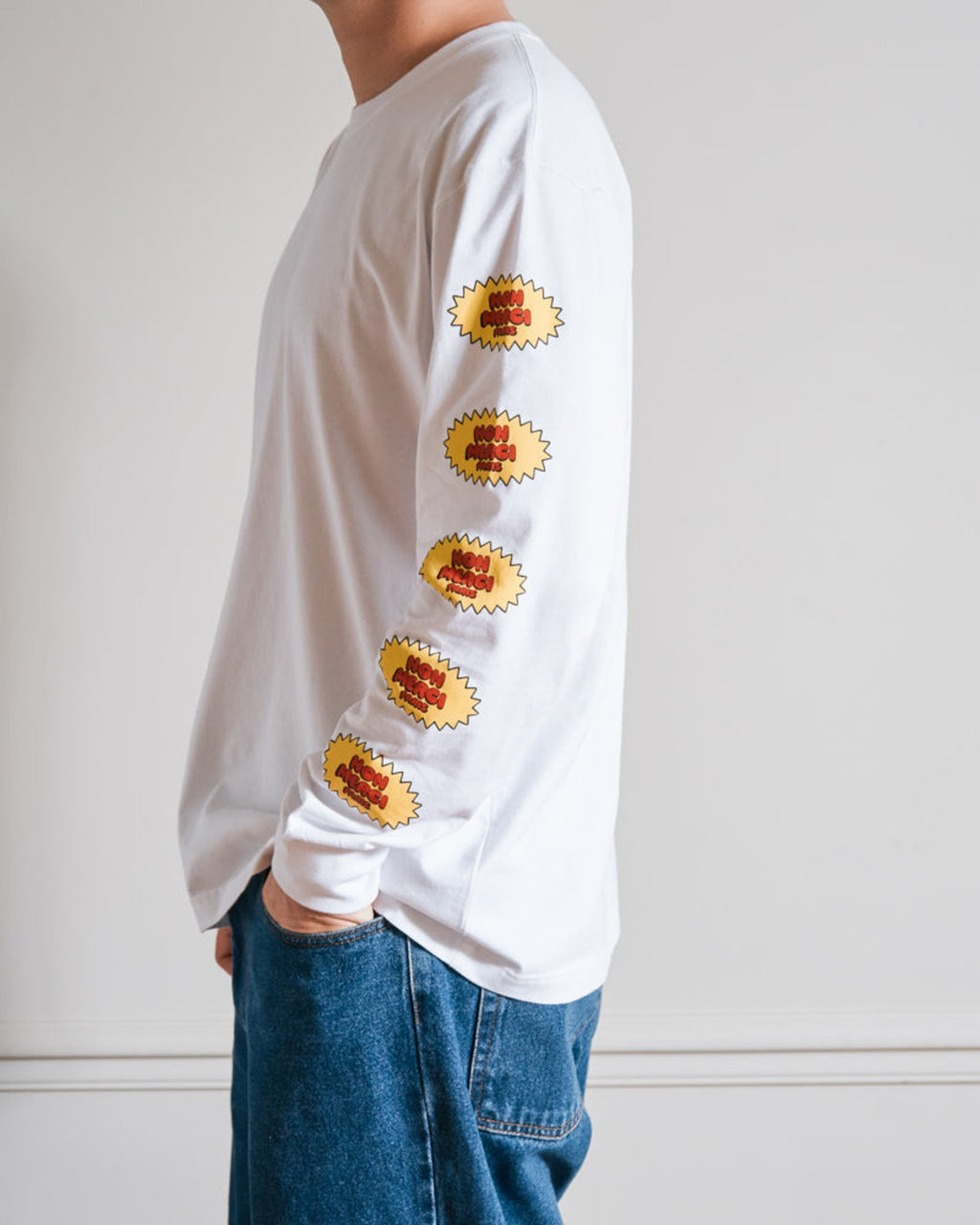 Merci - T-Shirt Ls Non Merci Beavies - Blanc