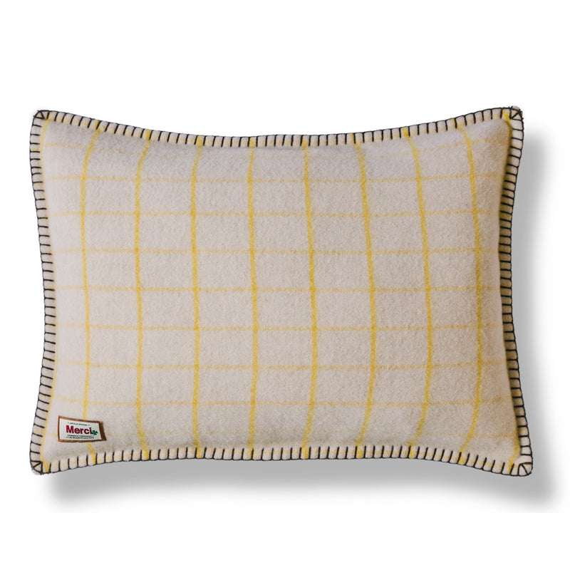 Coussin Merci - Carreaux Jaune Asahi