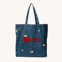 Merci x Carne Bollente  - Tote Bag Bunnny - Bleu