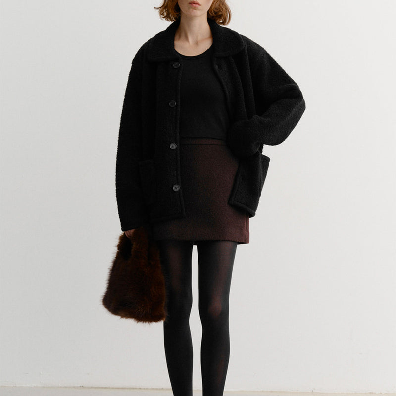 Dunst - Mini jupe en laine - Marron Foncé