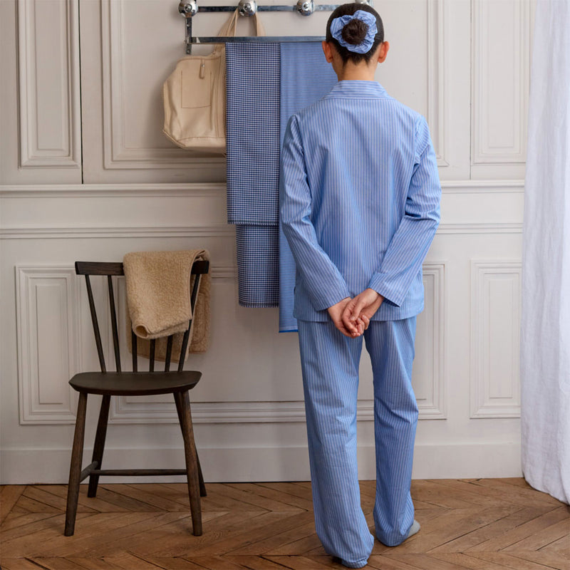 Merci - Pyjama en Coton - Rayures Doubles Bleu