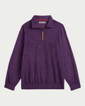 Sweat Merci Paris Homecore Atys violet à col camionneur zippé avec tirette en corde et texture peluche