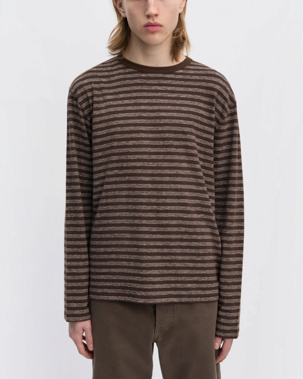 Another Aspect - T-shirt rayé 3.0 JPN - Rayures marron et écru