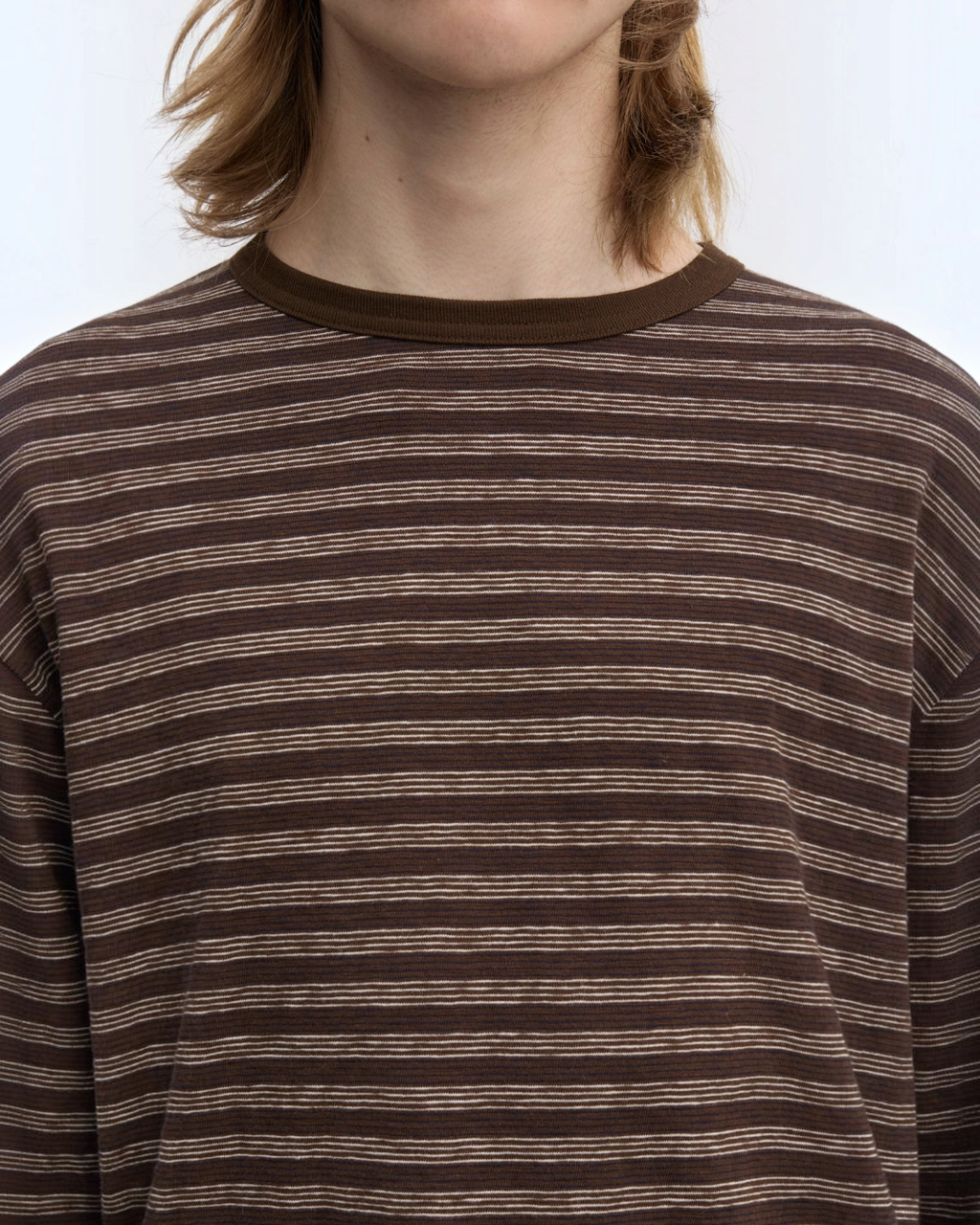 Another Aspect - T-shirt rayé 3.0 JPN - Rayures marron et écru