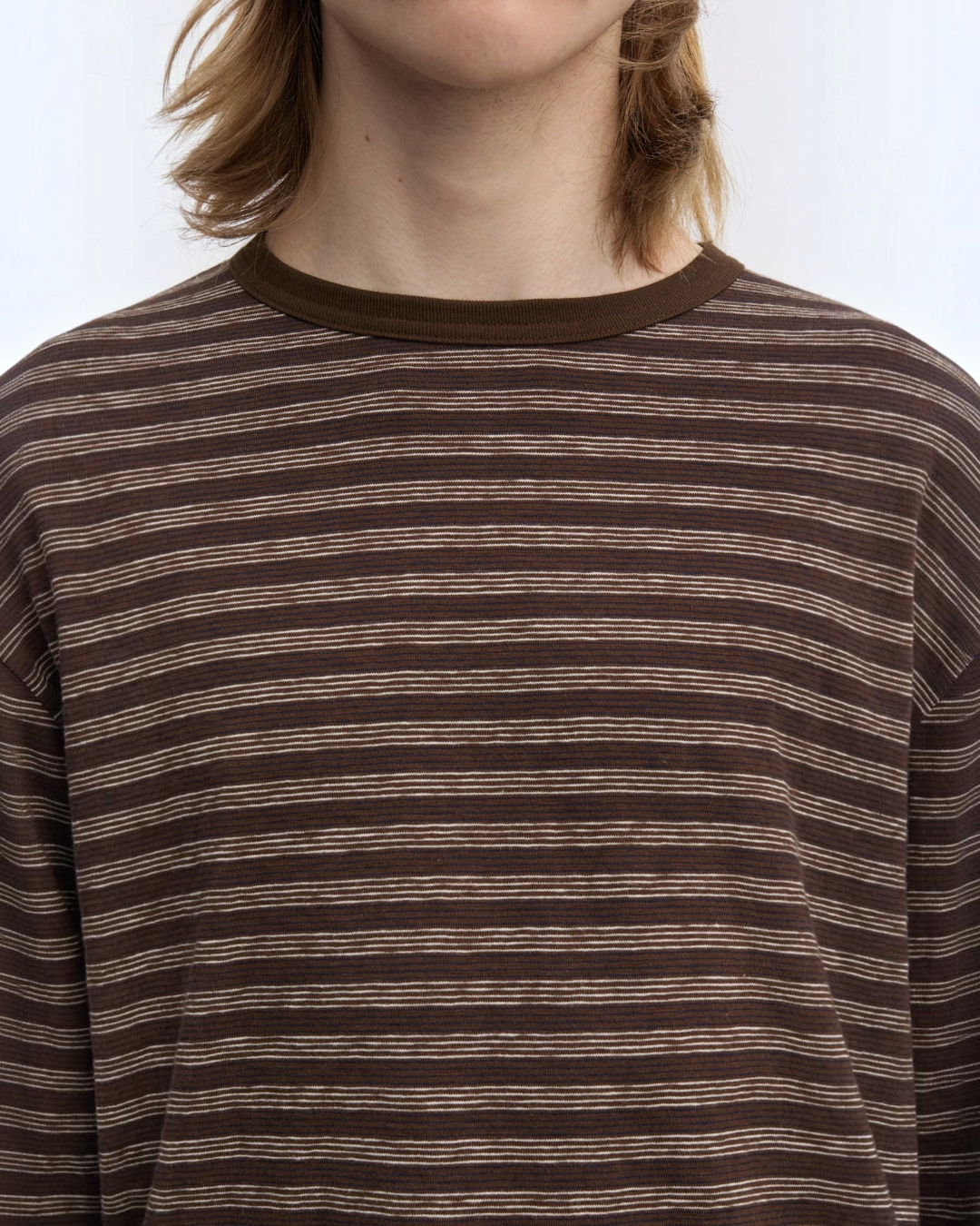 Another Aspect - T-shirt rayé 3.0 JPN - Rayures marron et écru