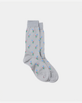 Chaussettes Merci Paris Babaco grises en maille lurex avec motif de petits bouquets de fleurs colorés