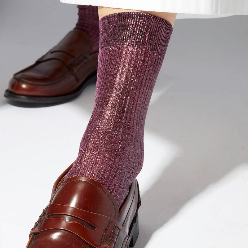 Maria La Rosa - Chaussettes One Ribbed Laminate - Bordeaux