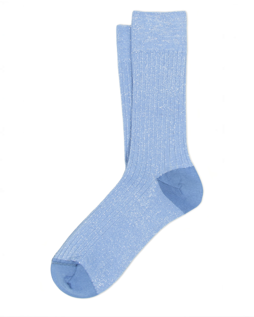 Chaussettes courtes Merci Paris Ant45 bleu ciel en maille côtelée avec fil lurex brillant et bout renforcé