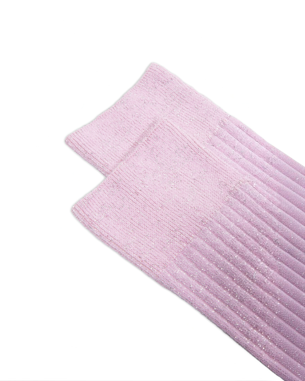 Chaussettes courtes Merci Paris Ant45 rose en maille côtelée avec fil lurex brillant, fabriquées en Italie