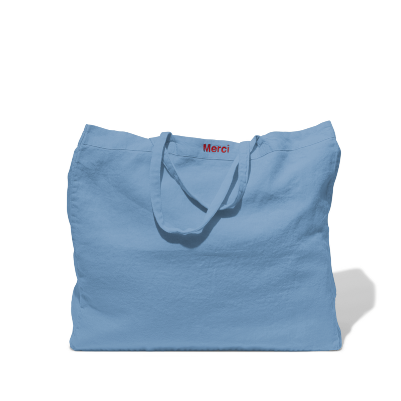 Cabas en lin lavé - Bleu Primaire