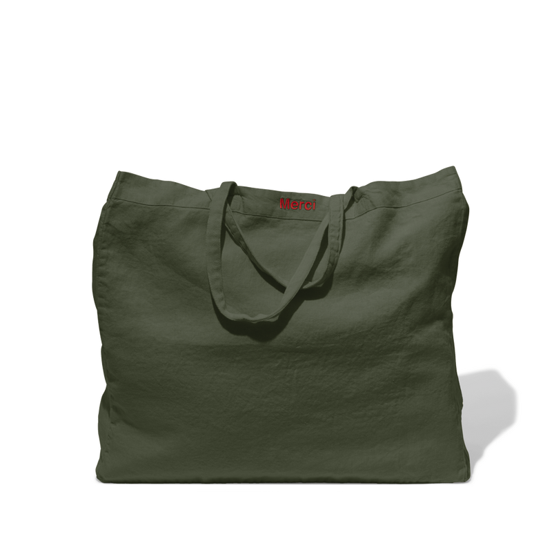 Cabas en lin lavé - Vert Oxyde