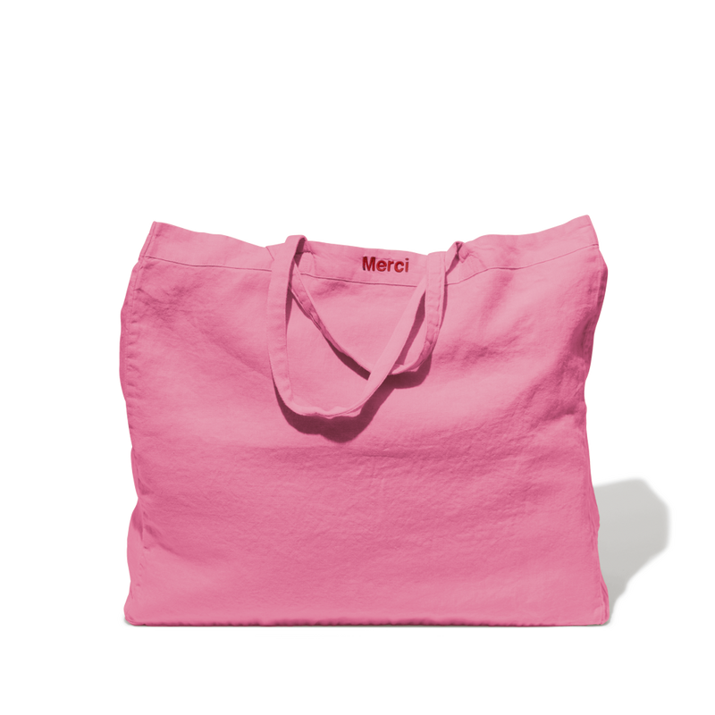 Cabas en lin lavé - Rose Garance
