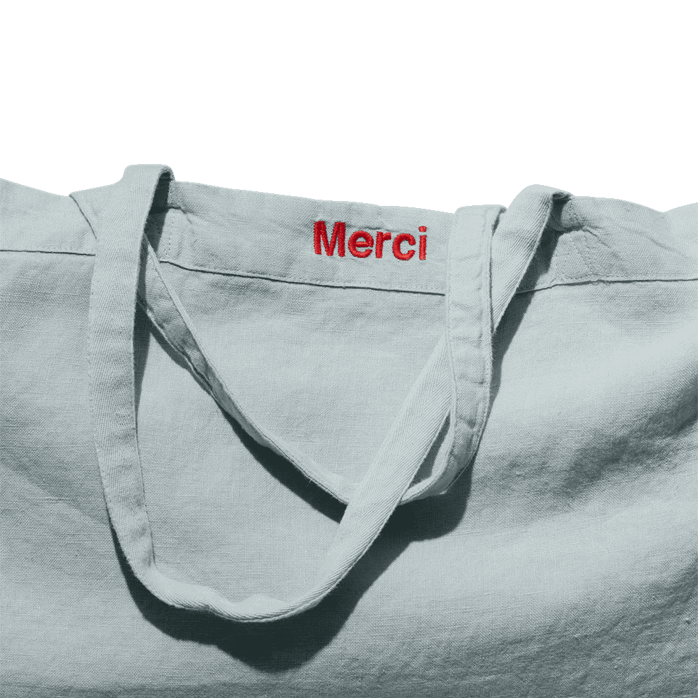 Washed linen Merci shopping bag - Vesuvius Grey