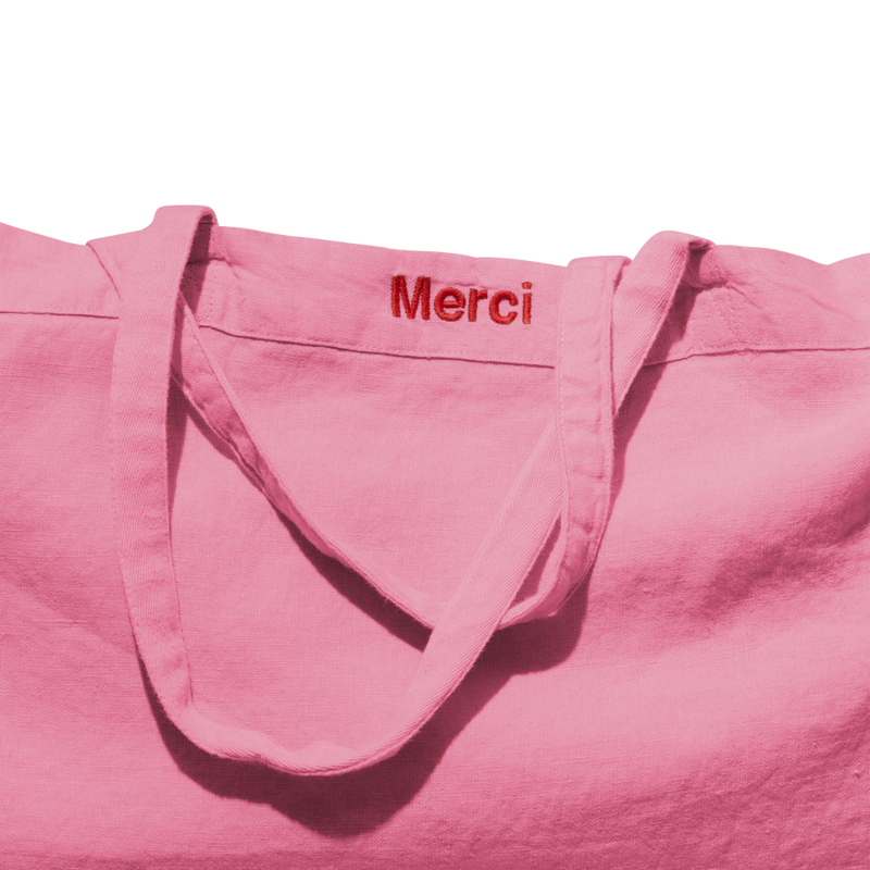 Cabas en lin lavé - Rose Garance