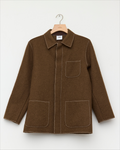 Veste tailleur Merci Paris Colbo en laine rouille avec surpiqûres contrastantes et poches plaquées