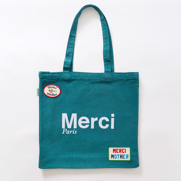 Merci Paris トートバッグ 3点セット Mother x Merci - Tote Bag - Teal & White – Merci Paris