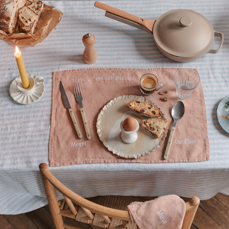 Merci x Our Place - Set de table en lin lavé - Rose Argile