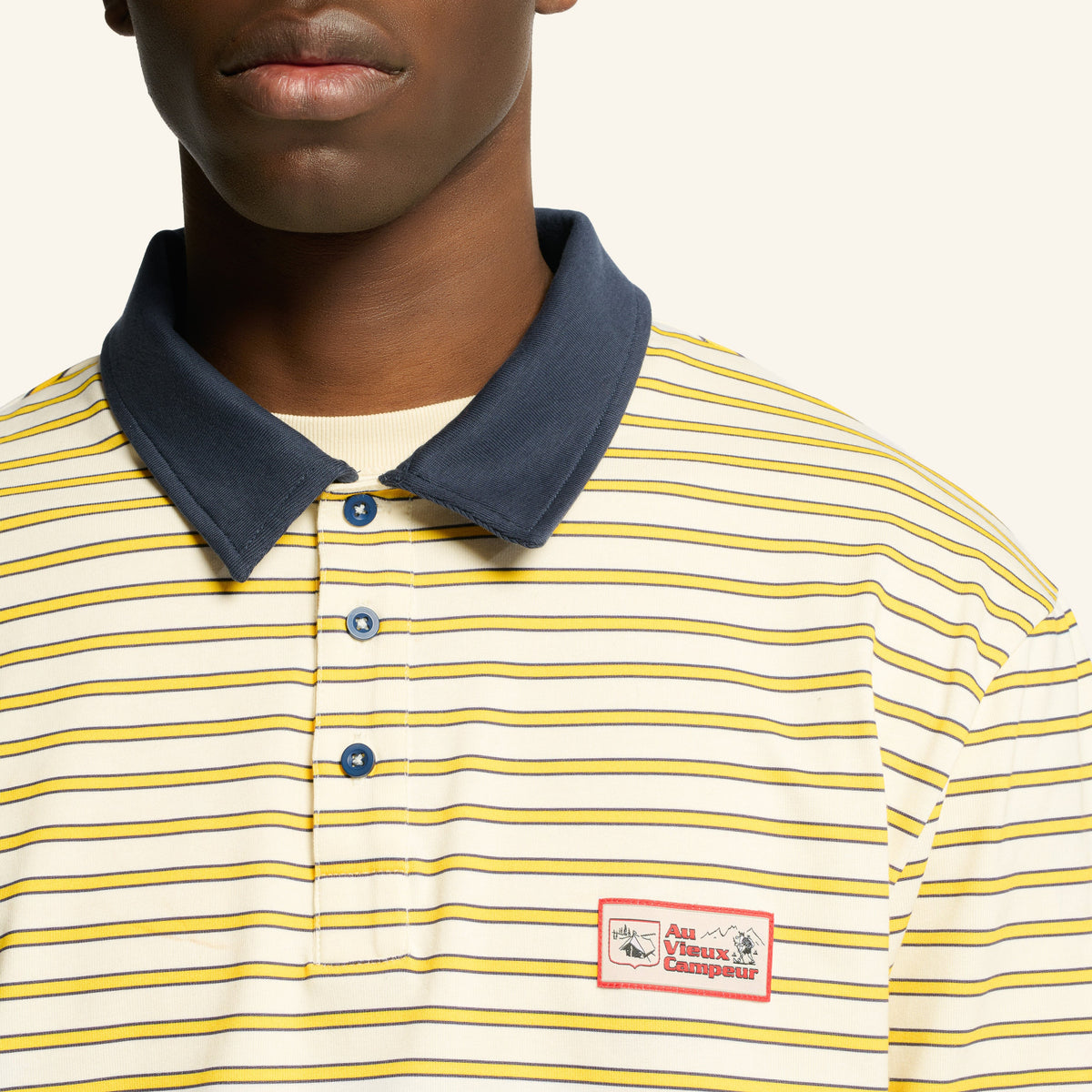 Au Vieux Campeur - Congés Payés - Polo Roger À Rayures - Bleu Jaune & Blanc