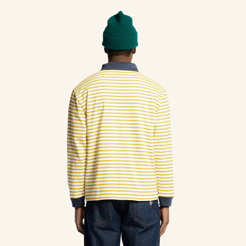 Au Vieux Campeur - Congés Payés - Polo Roger À Rayures - Bleu Jaune & Blanc