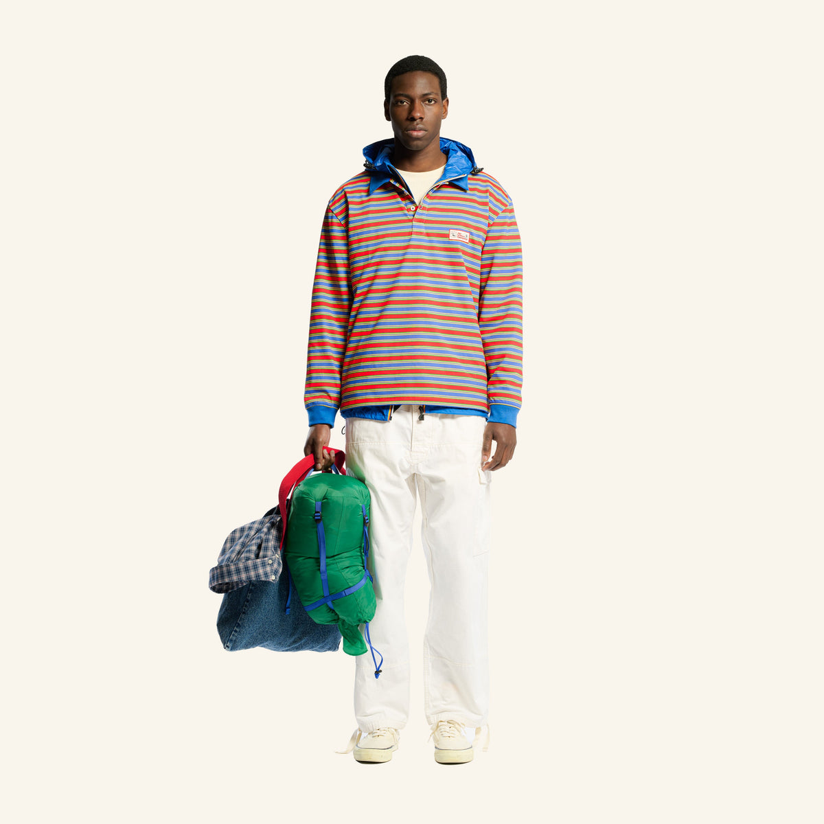 Au Vieux Campeur - Congés Payés - Roger Striped Polo - Green Red & Blue