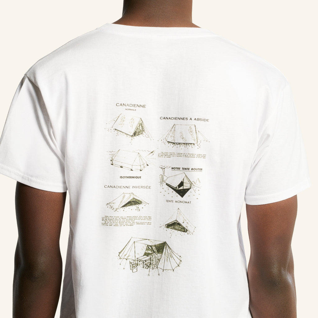 Au Vieux Campeur - Congés Payés - T-Shirt Manches Courtes Tentes - Blanc