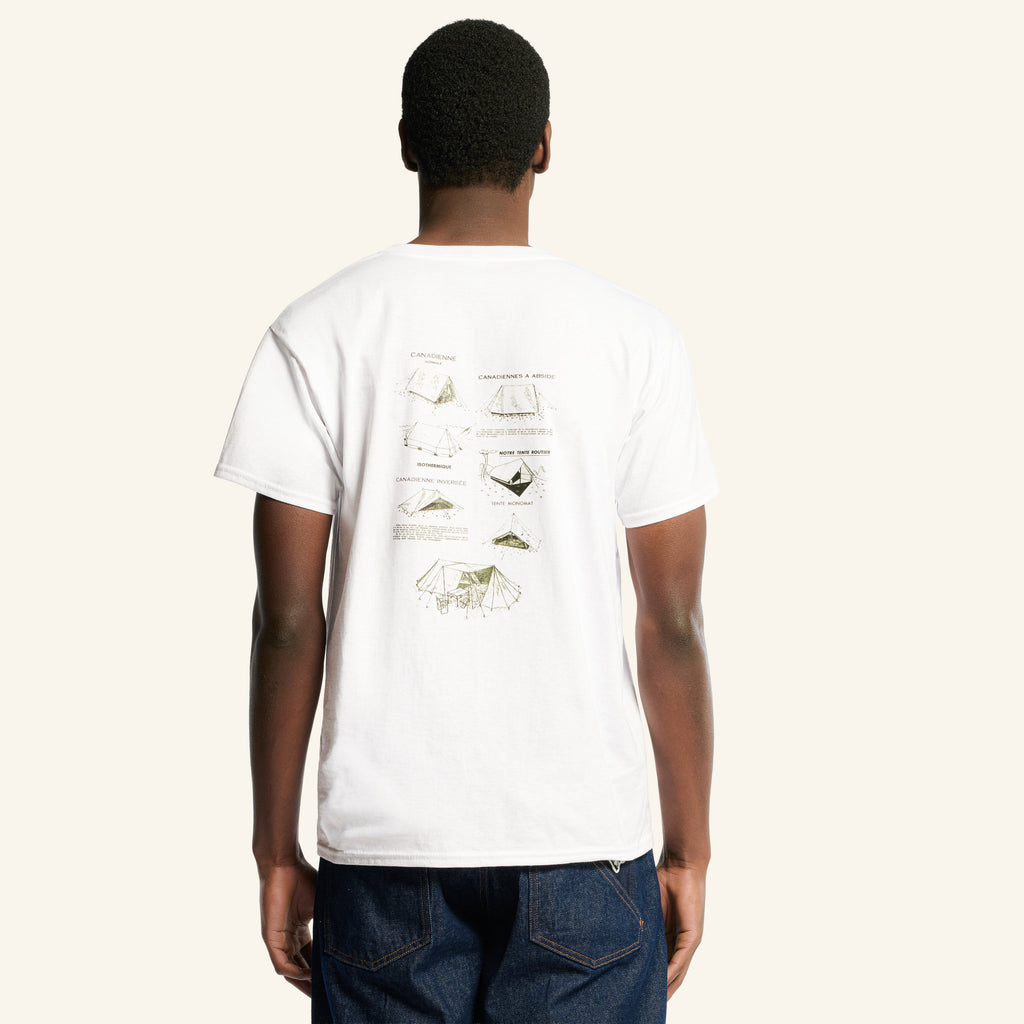 Au Vieux Campeur - Congés Payés - T-Shirt Manches Courtes Tentes - Blanc