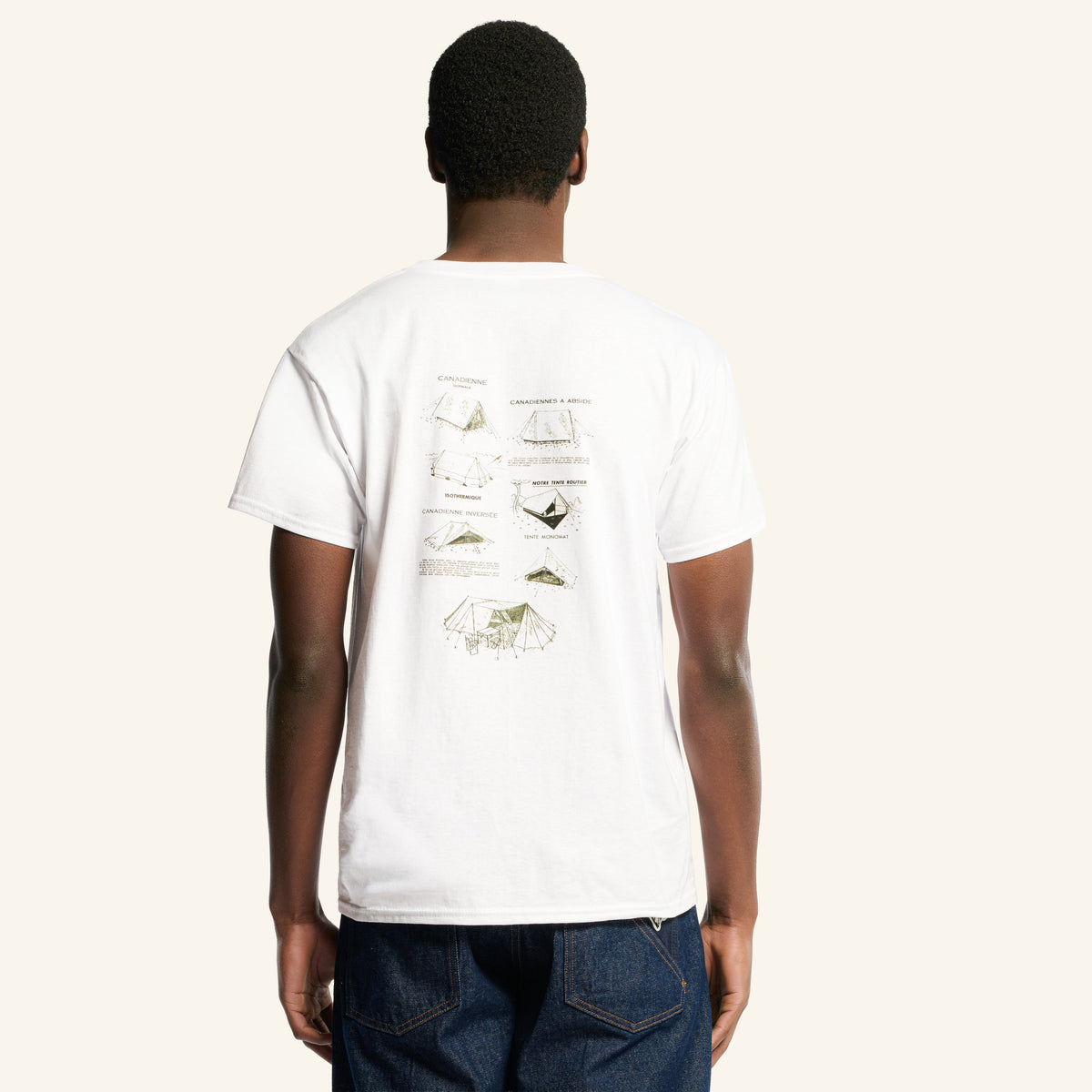 Au Vieux Campeur - Congés Payés - T-Shirt Manches Courtes Tentes - Blanc