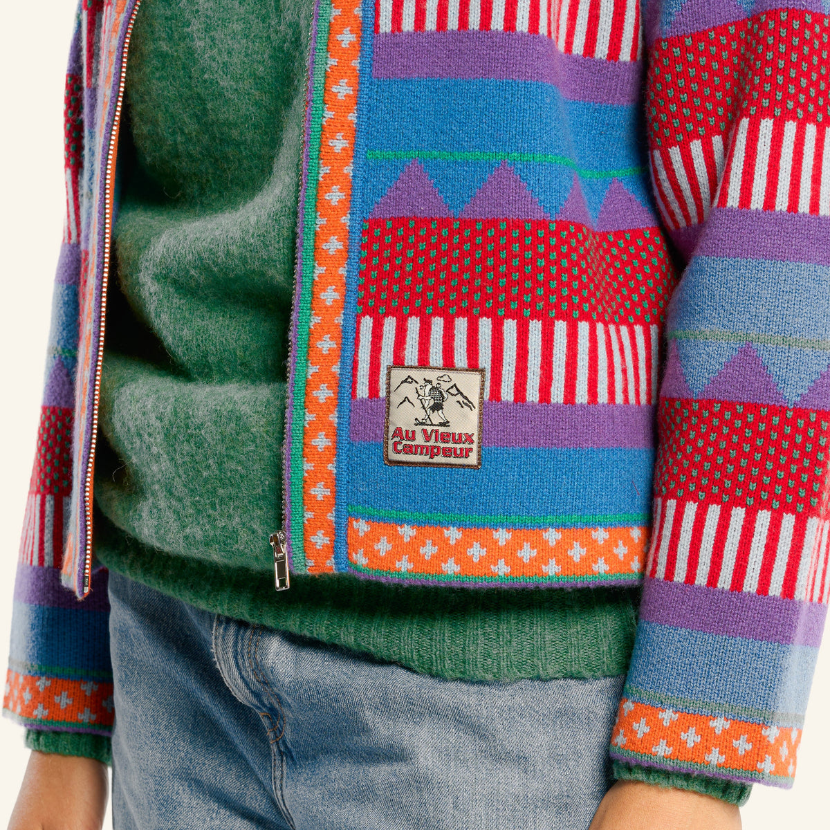 Au Vieux Campeur - Congés Payés - Nicole Cardigan - Blue & Red