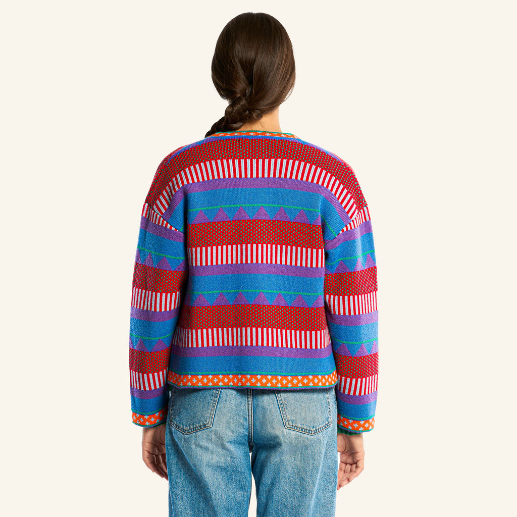 Au Vieux Campeur - Congés Payés - Nicole Cardigan - Blue & Red