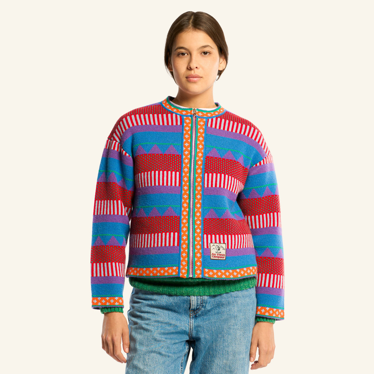 Au Vieux Campeur - Congés Payés - Nicole Cardigan - Blue & Red