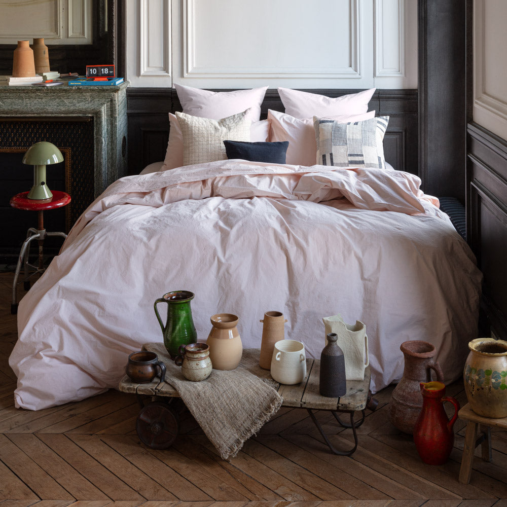 Taie d'oreiller en percale de coton - Rosé Poudré