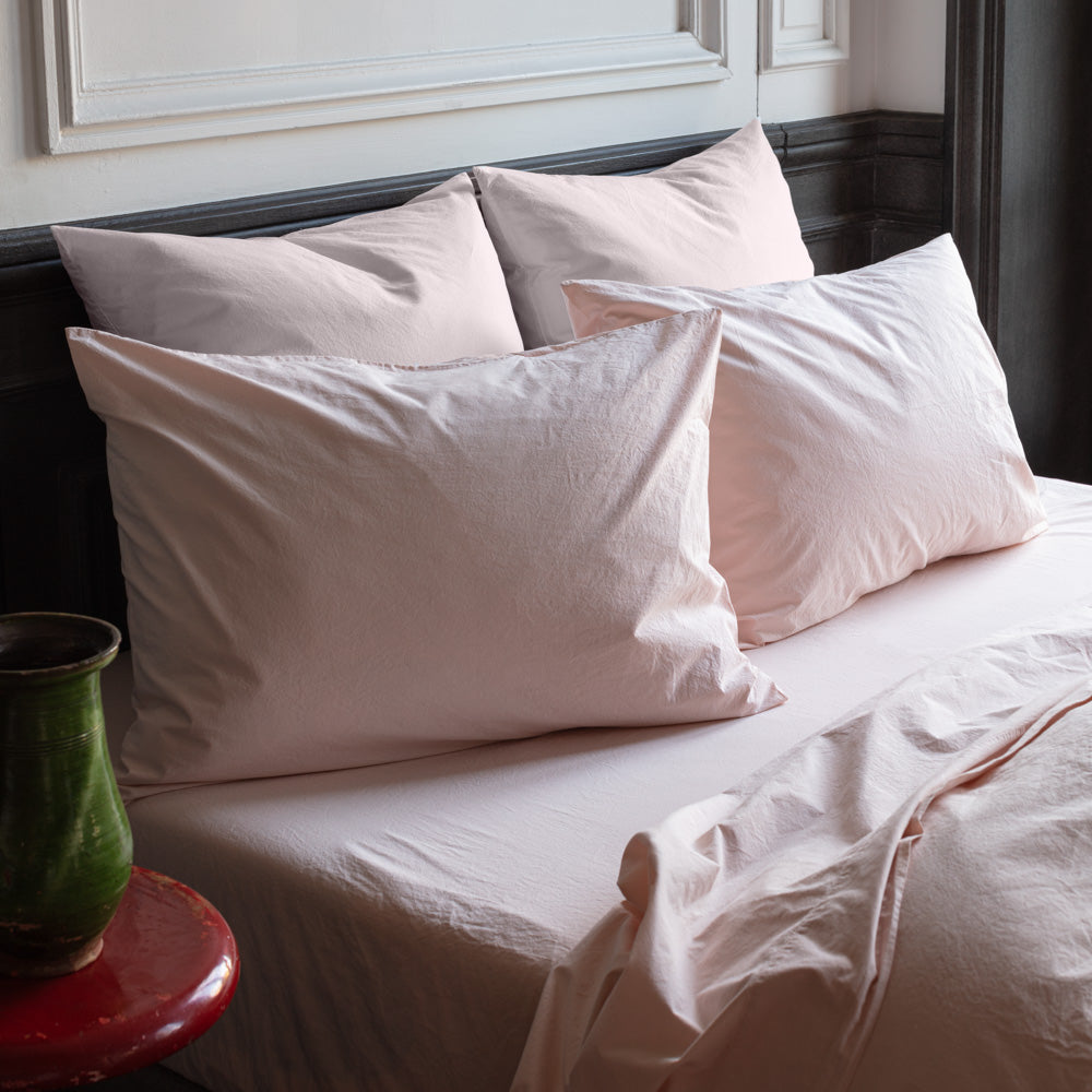 Taie d'oreiller en percale de coton - Rosé Poudré