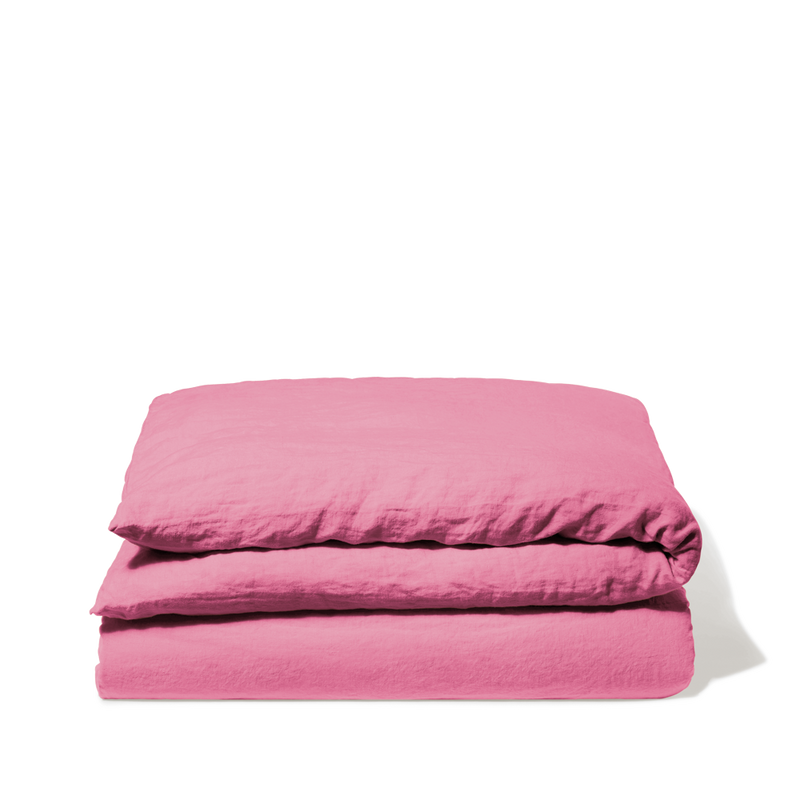Housse de couette en lin lavé - Rose Garance